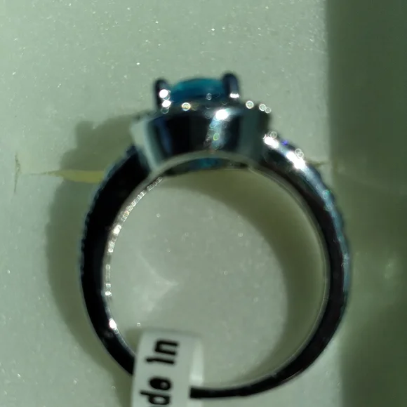 ⚘️ 18K White Gold Plated Size 5 Aquamarine CZ ring 💍 😲 - Picture 12 of 14